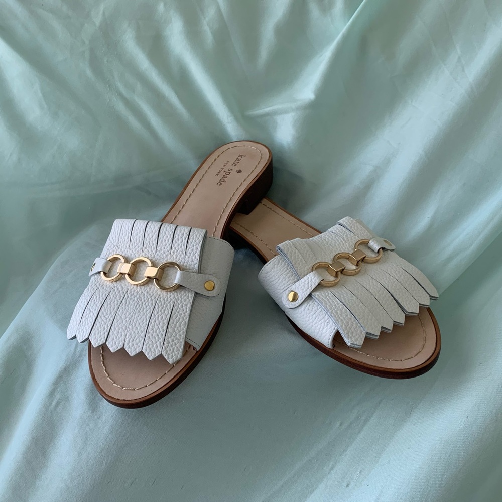New Kate Spade 9.5 White Leather Sandals